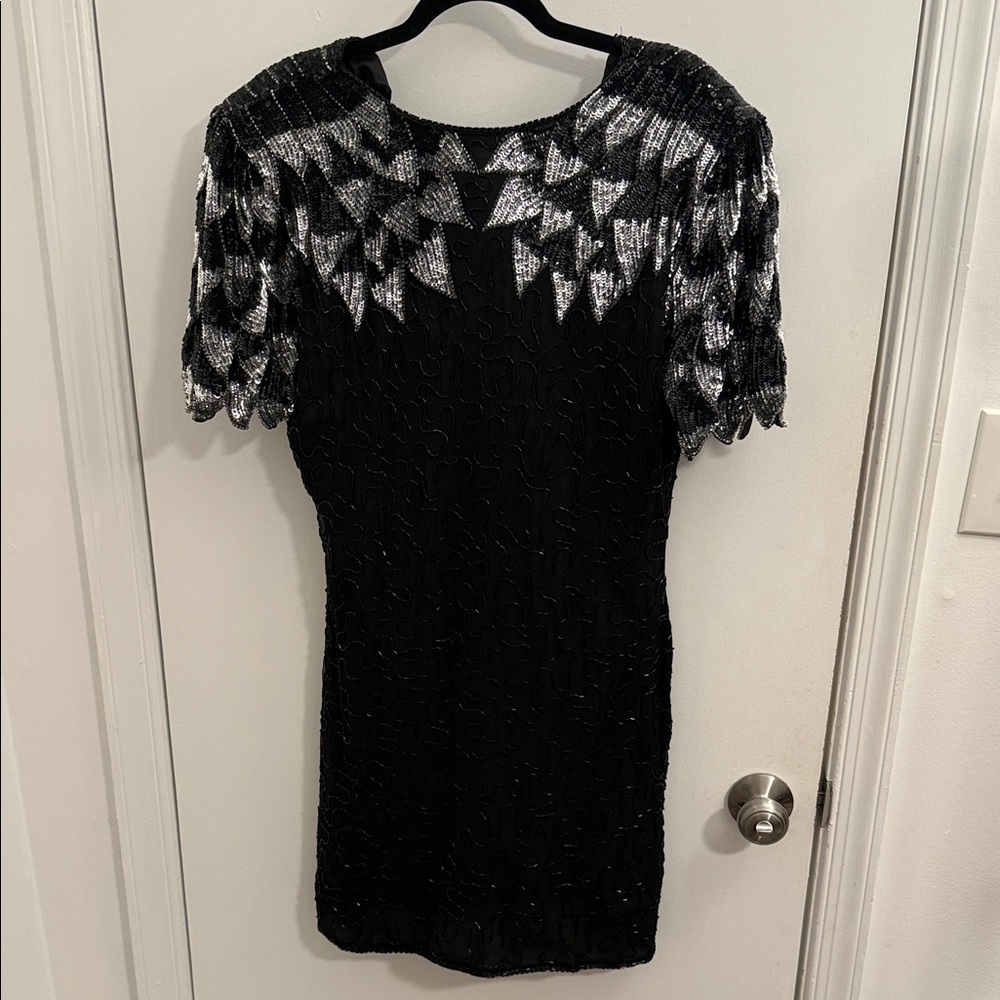 Vintage Silky Nites MED beaded cocktail dress. - Picture 2 of 8
